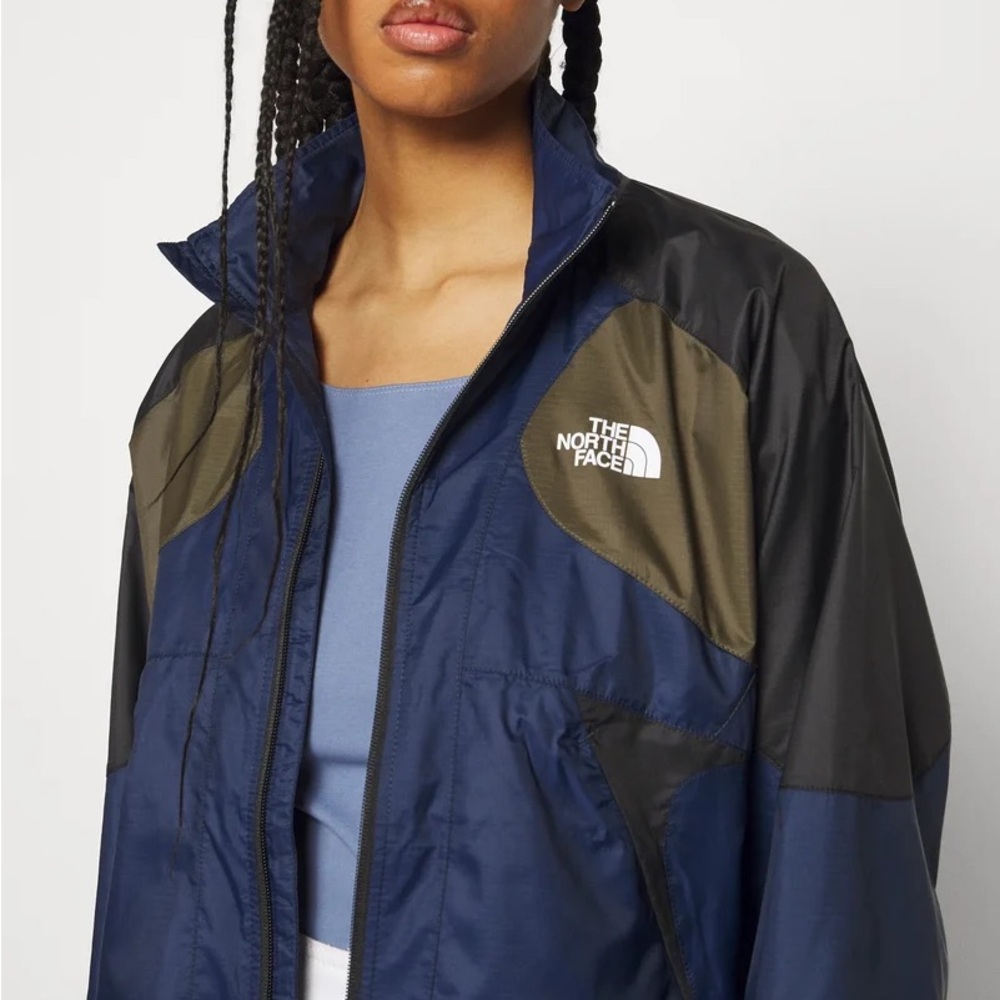 The North Face TNF X Windbreaker Jacket Green Summit Navy - Picture 3 of 10